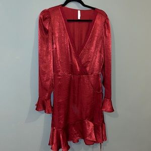 sateen burgundy dress